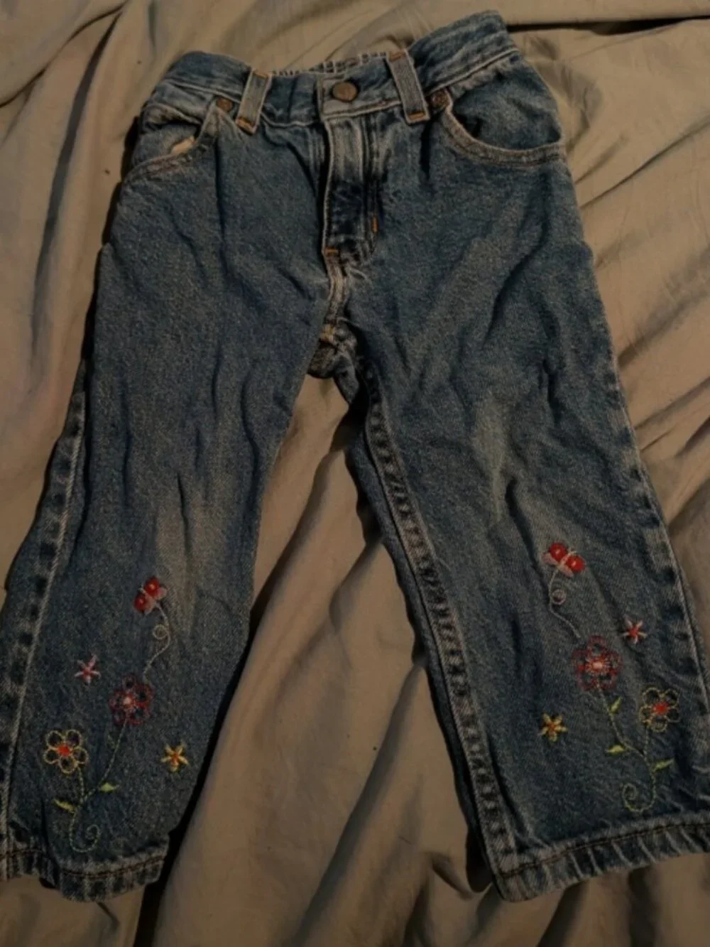 Vintage Y2K Canyon River Blues Jeans Girls 2t Embroidered Floral Butterfly